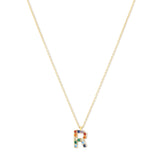 Real Gold Plated "R" Rainbow Initial Pendant For Women By Accessorize London