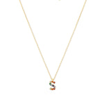 Real Gold Plated "S" Rainbow Initial Pendant For Women By Accessorize London