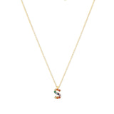 Real Gold Plated "S" Rainbow Initial Pendant For Women By Accessorize London