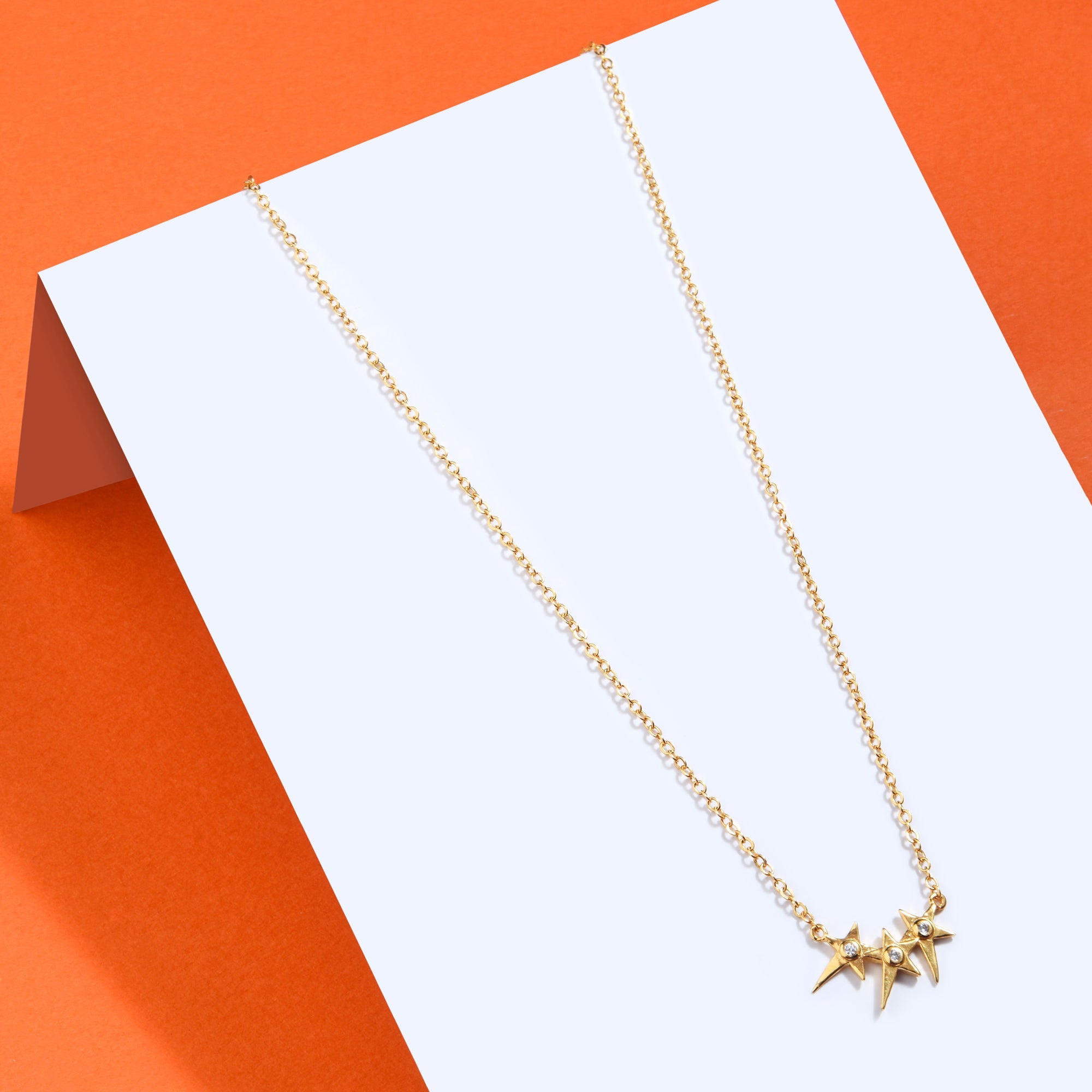 Real Gold Plated Z Triple Star Pendant Necklace For Women By Accessorize London
