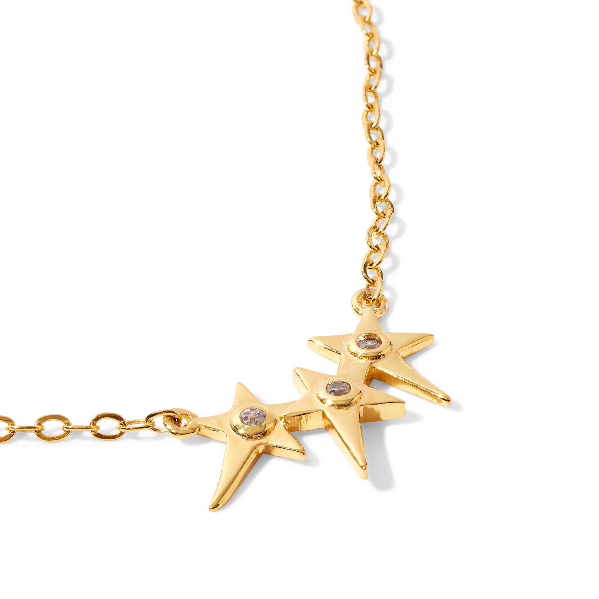 Real Gold Plated Z Triple Star Pendant Necklace For Women By Accessorize London