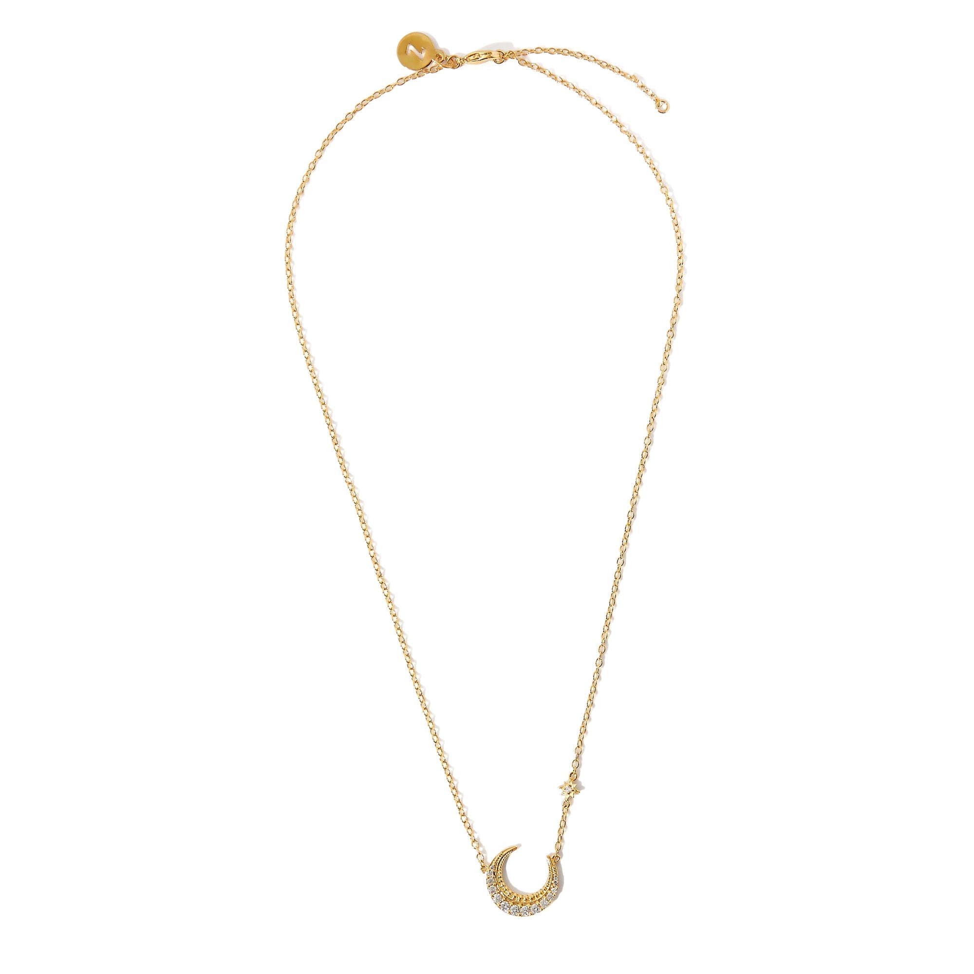 Real Gold Plated Z Sparkle Moon Pendant Necklace For Women By Accessorize London
