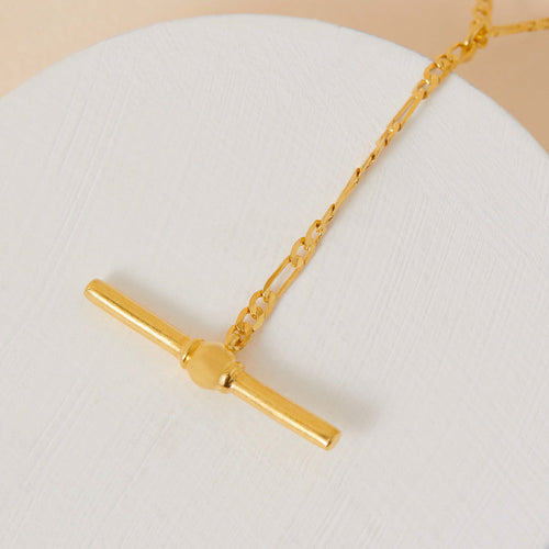 Real Gold Plated Z Heirloom T-bar Chain Necklace For Women By Accessorize London