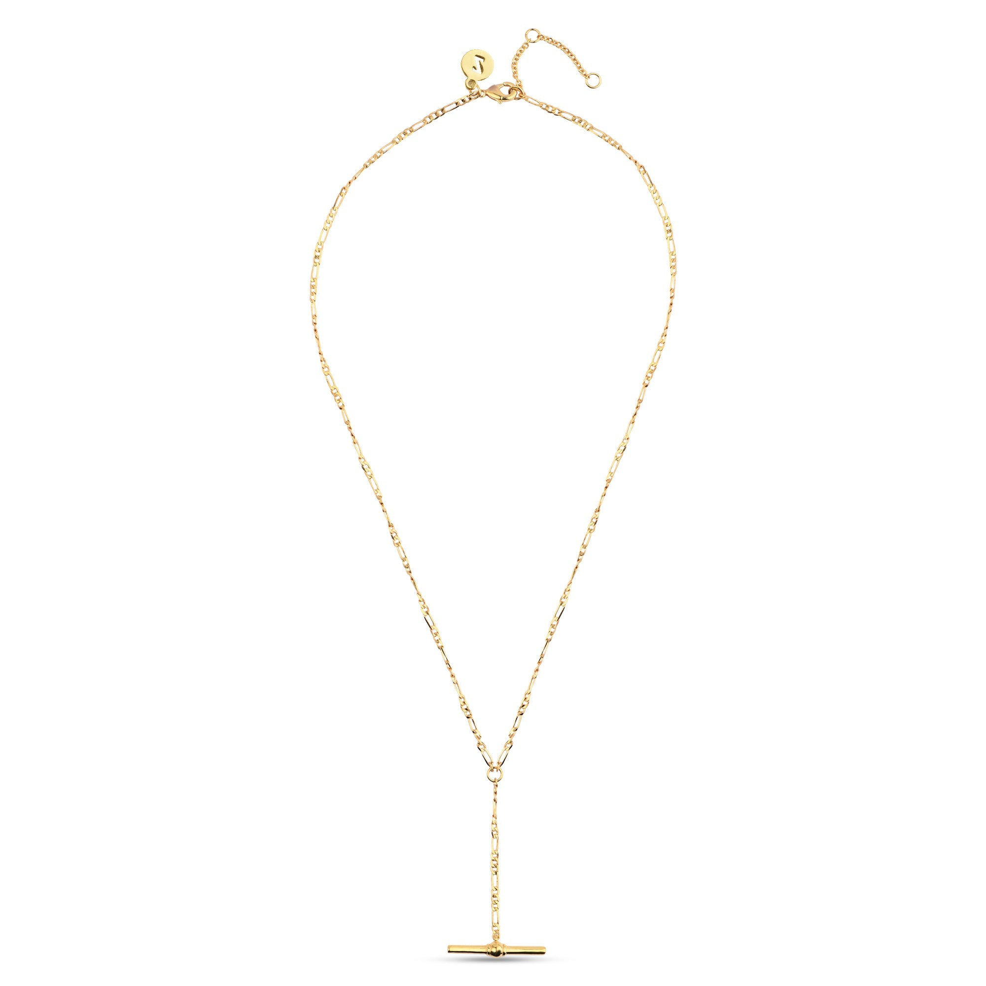 Real Gold Plated Z Heirloom T-bar Chain Necklace For Women By Accessorize London