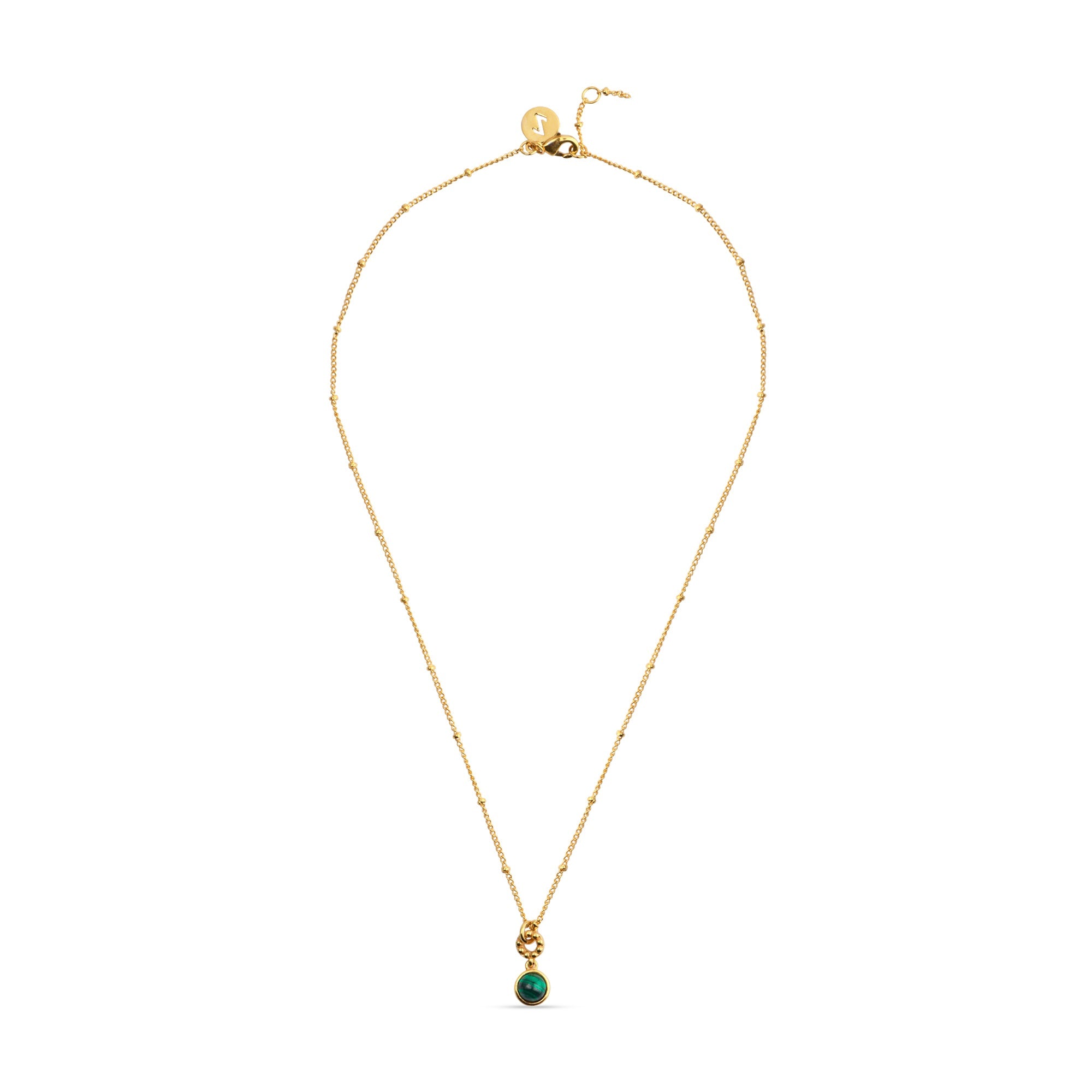 Real Gold Plated Z Modern Heirloom Malachite Pendant Necklace For Women By Accessorize London