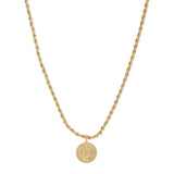 Real Gold Plated Gold Z Modern Heirloom Rope Chain Coin Choker Necklace