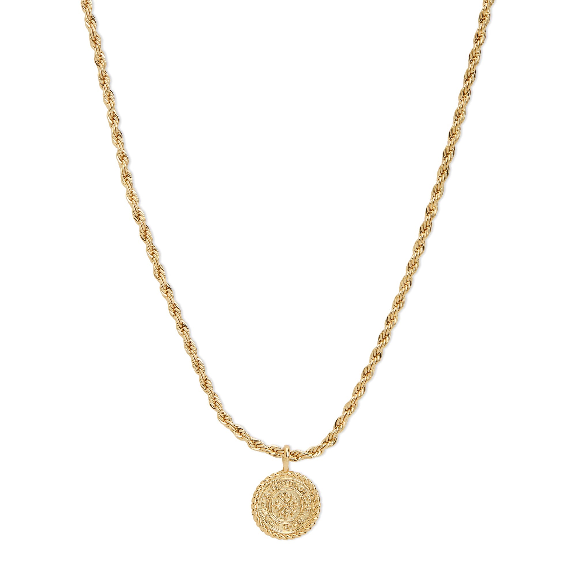 Real Gold Plated Gold Z Modern Heirloom Rope Chain Coin Choker Necklace