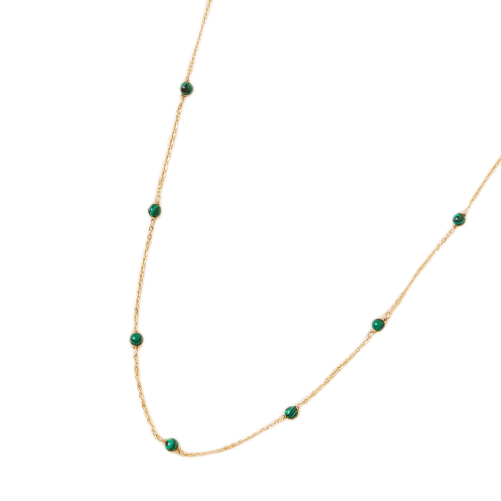 Real Gold Plated Green Z Modern Heirloom Malachite Station Necklace