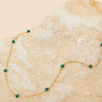 Real Gold Plated Green Z Modern Heirloom Malachite Station Necklace