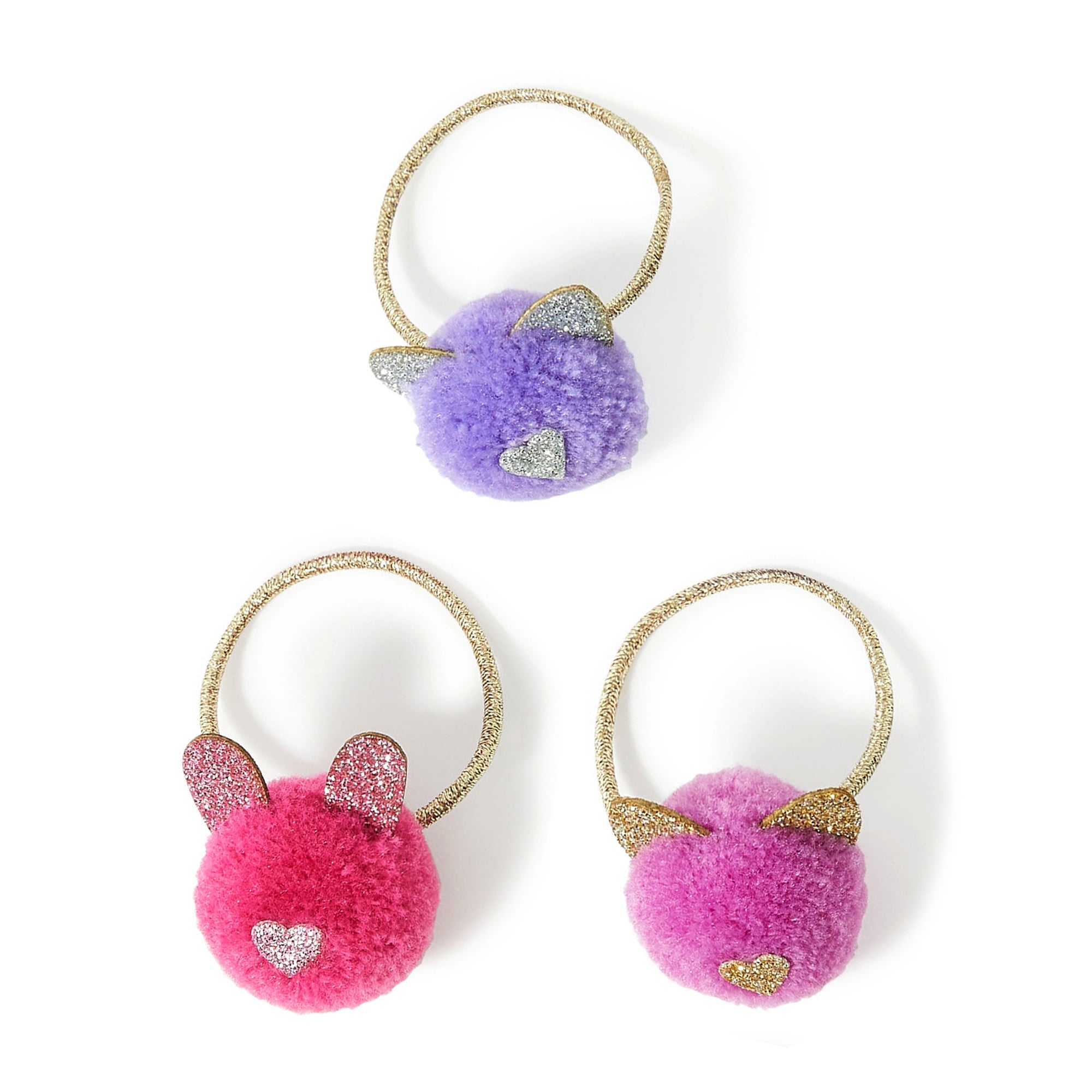 Accessorize London Girl's 3X Character Pom Pony Pack