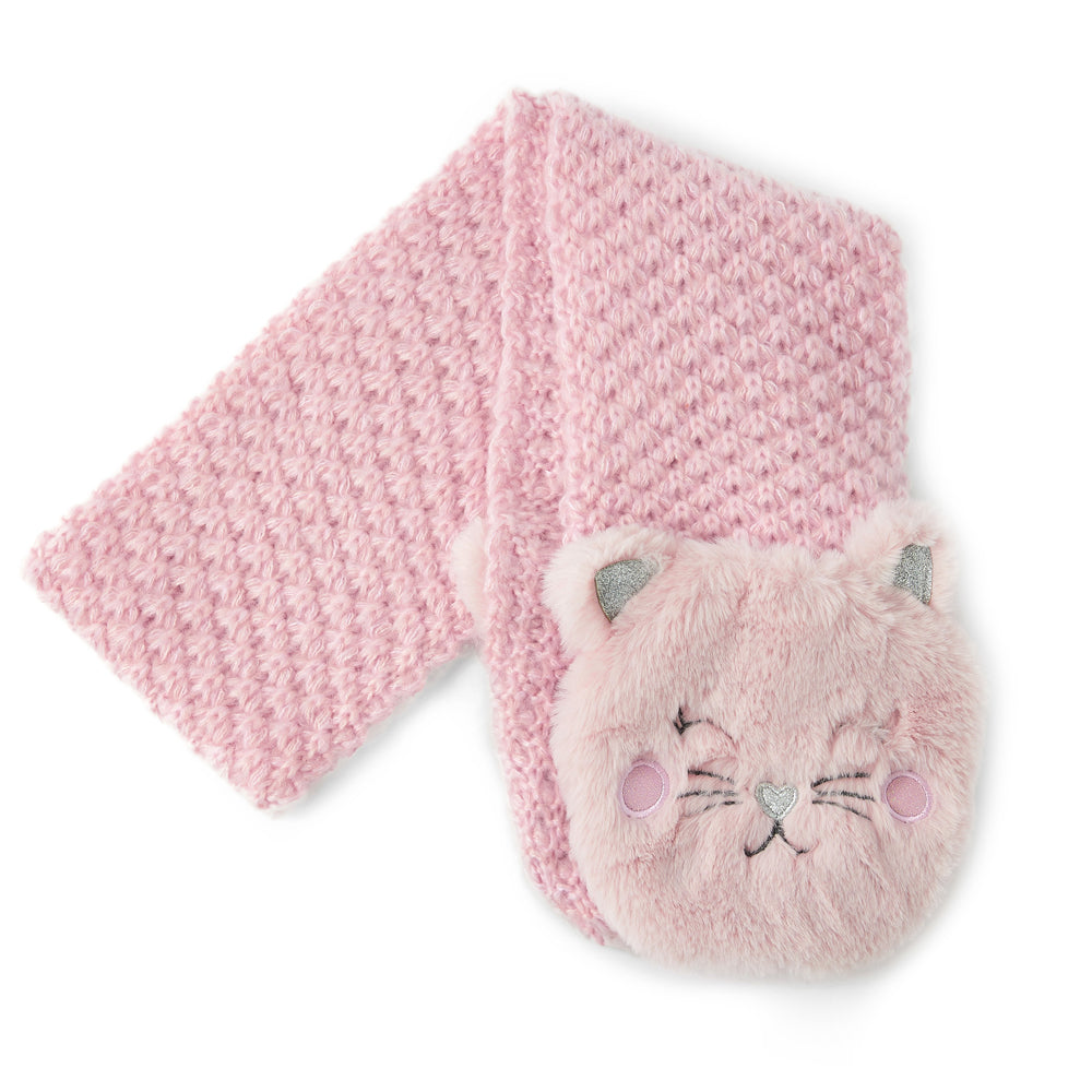 Accessorize London Girl's Pink Cat Fluffy Scarf