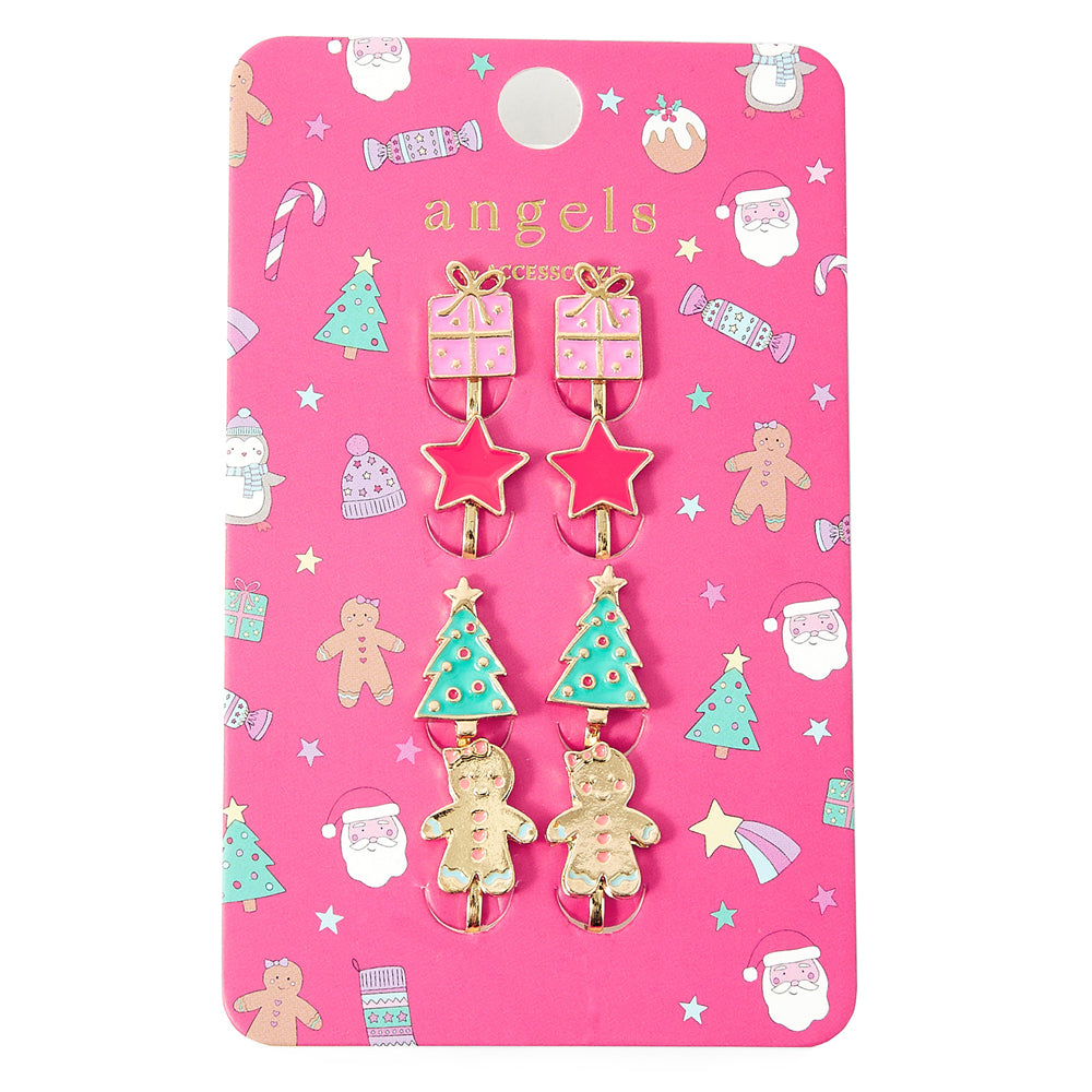 Accessorize London Girl's Rad Christmas Clip On Earring Set Of 4
