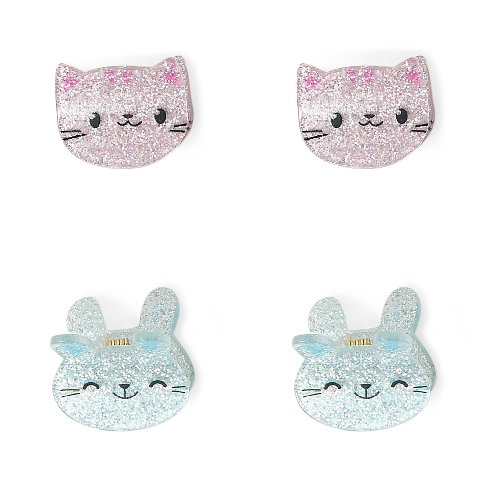Accessorize London Girl's Multi Hair Character Bulldogs Set Of 4