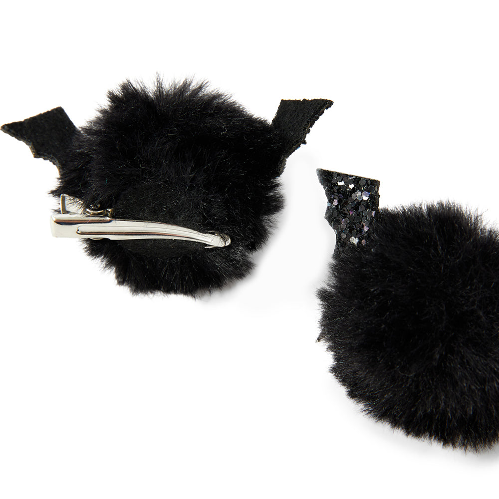Accessorize London Girl's Black Halloween Pom Pom Hair Clips Set of 2