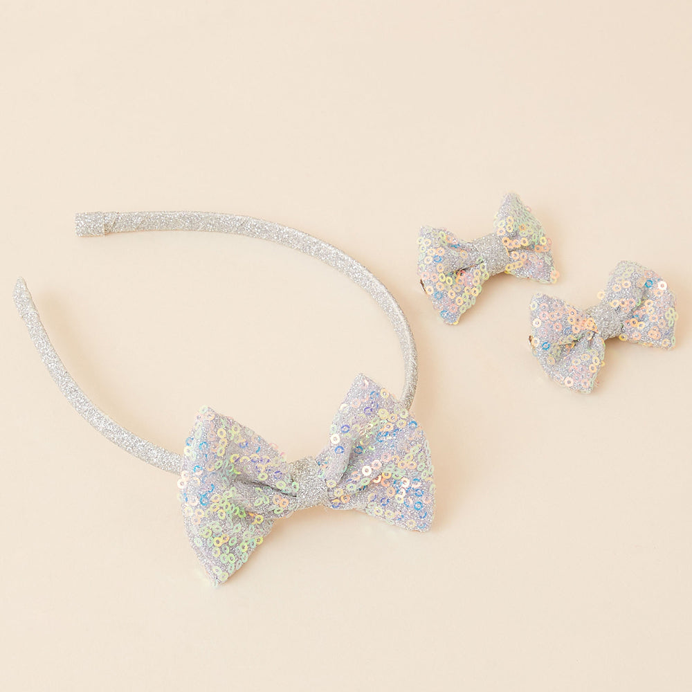 Accessorize London Girl's Silver Sparkle Party Hair Set Of 2