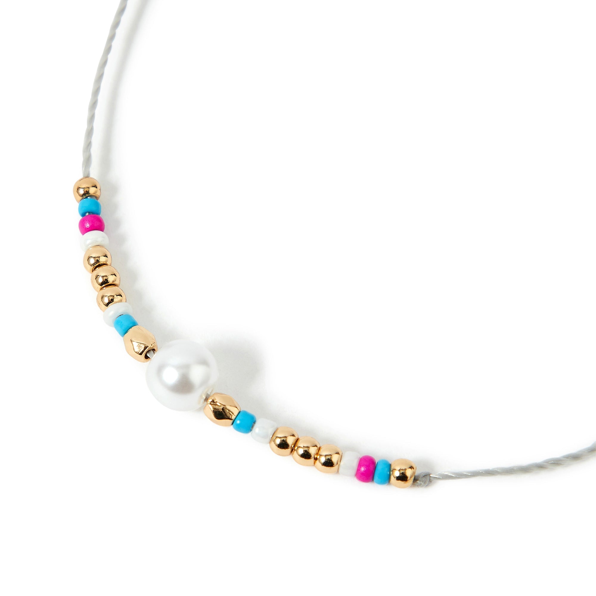 Accessorize London Women's Grey Beaded Pearl Thread Anklet