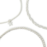 Accessorize London Women's Silver Pack of 3 Star Chain Anklet