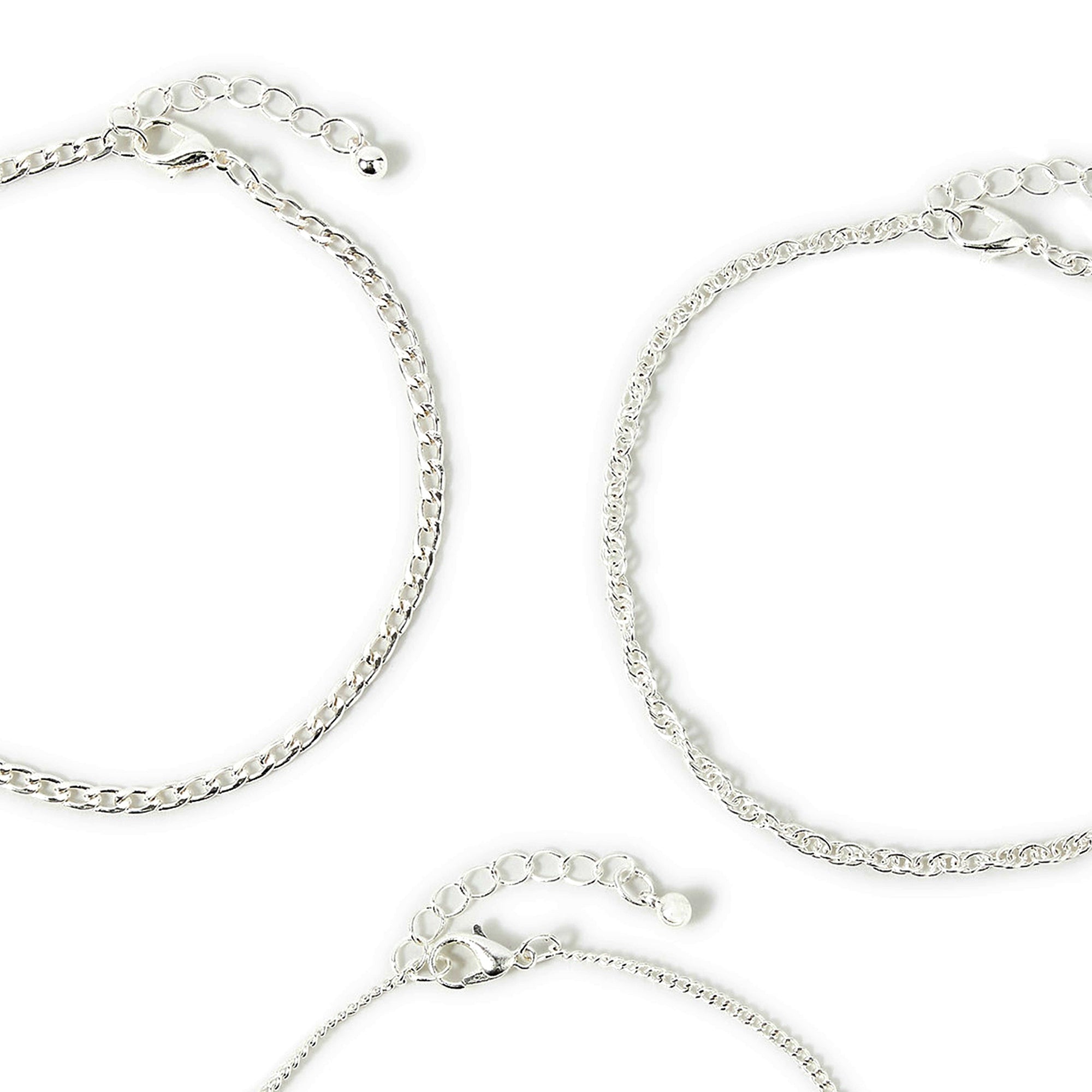 Accessorize London Women's Silver Pack of 3 Star Chain Anklet