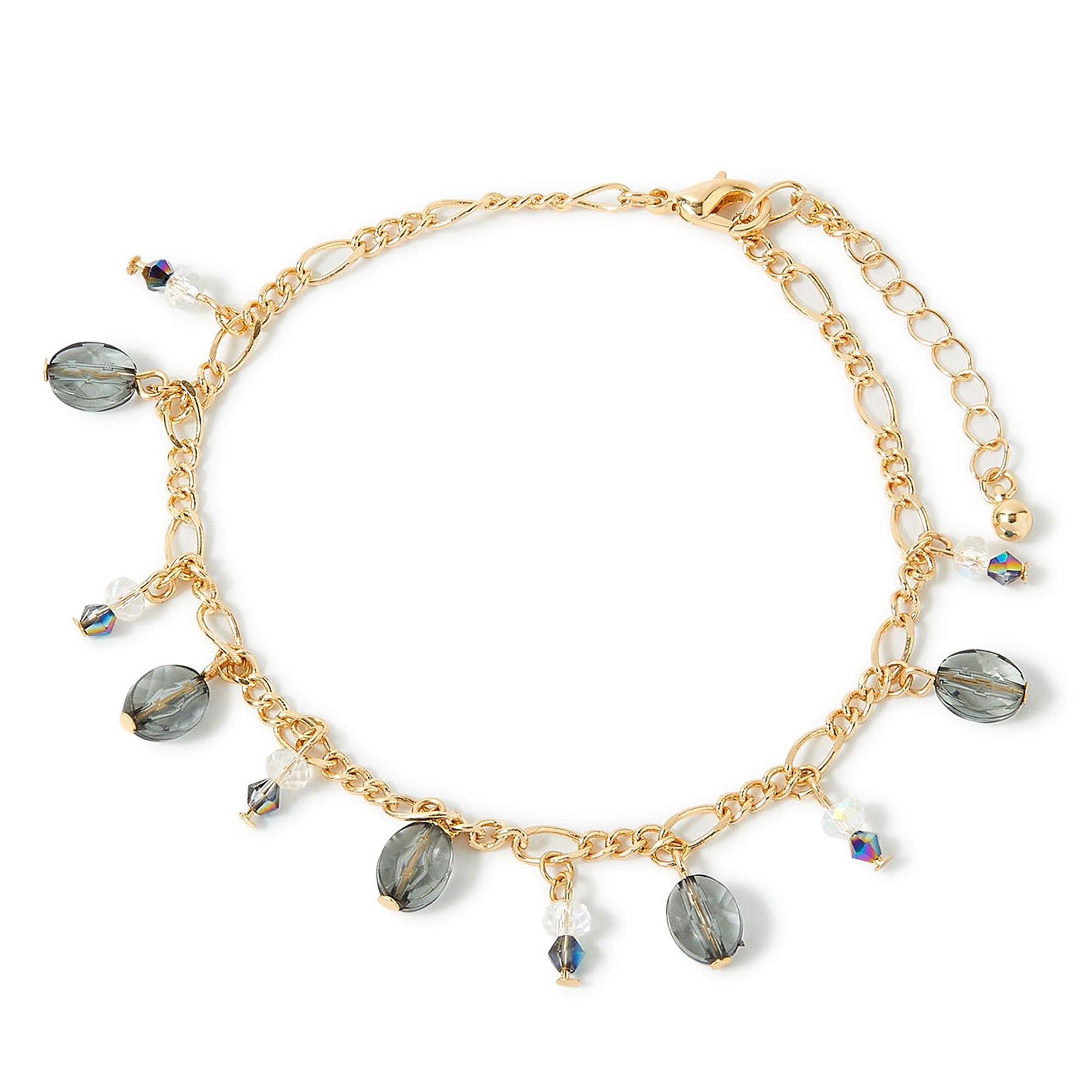Accessorize London Women's Grey Charmy Stone Anklet