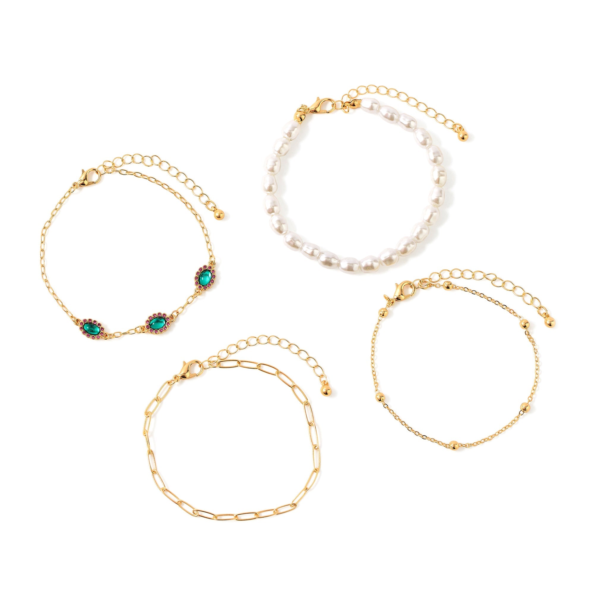 Accessorize London Women's Pearl Willow Pack of 4 Clasp Bracelet
