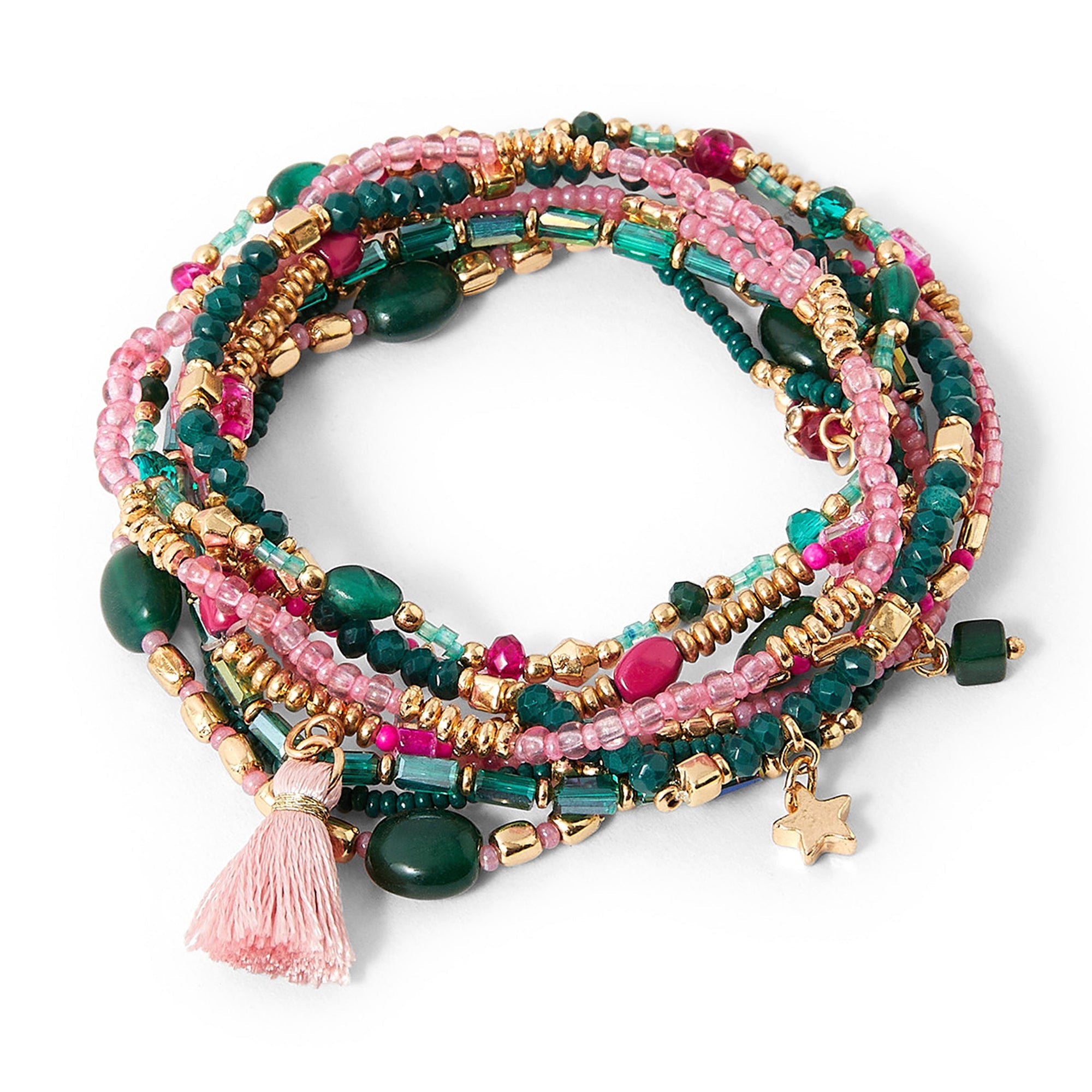 Accessorize London Women's Multi Willow 9 Stretch Bracelet Pack