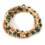 Accessorize London Women's Green Willow Beads & Metals 4 Stretch Bracelet Pack