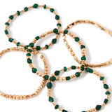 Accessorize London Women's Green Willow Beads & Metals 4 Stretch Bracelet Pack