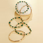 Accessorize London Women's Green Willow Beads & Metals 4 Stretch Bracelet Pack
