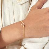 Real Gold Plated Z Hing Stone Slice Rose Quartz Silver Bracelet For Women By Accessorize London