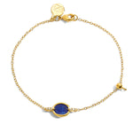 Real Gold Plated Z Hling Stone Slce Lapis Sldr Brclt For Women By Accessorize London