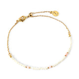 Real Gold Plated Z Pearl & Rose Quartz Slider Bracelet For Women By Accessorize London