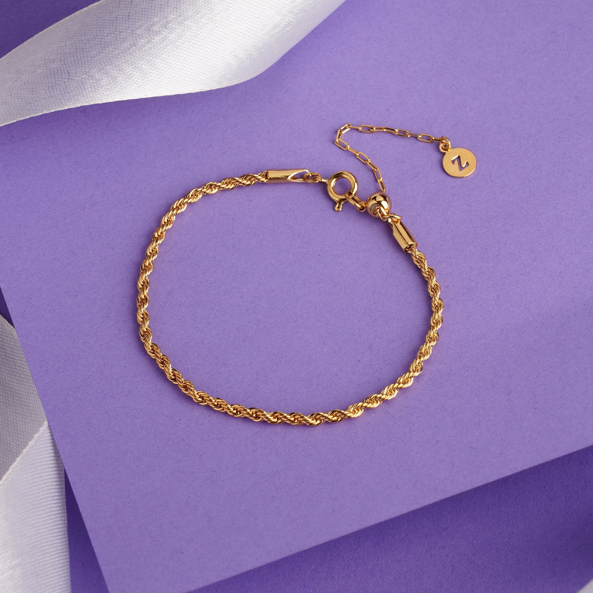 Real Gold Plated Rope Slider Bracelet For Women By Accessorize London