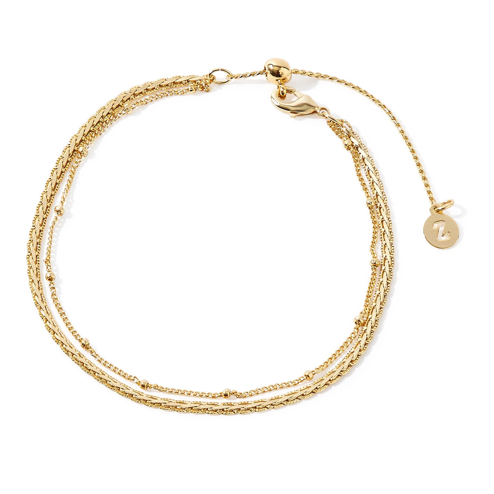 Real Gold Plated 2 Pack Layer Fancy Chain Bracelet For Women By Accessorize London