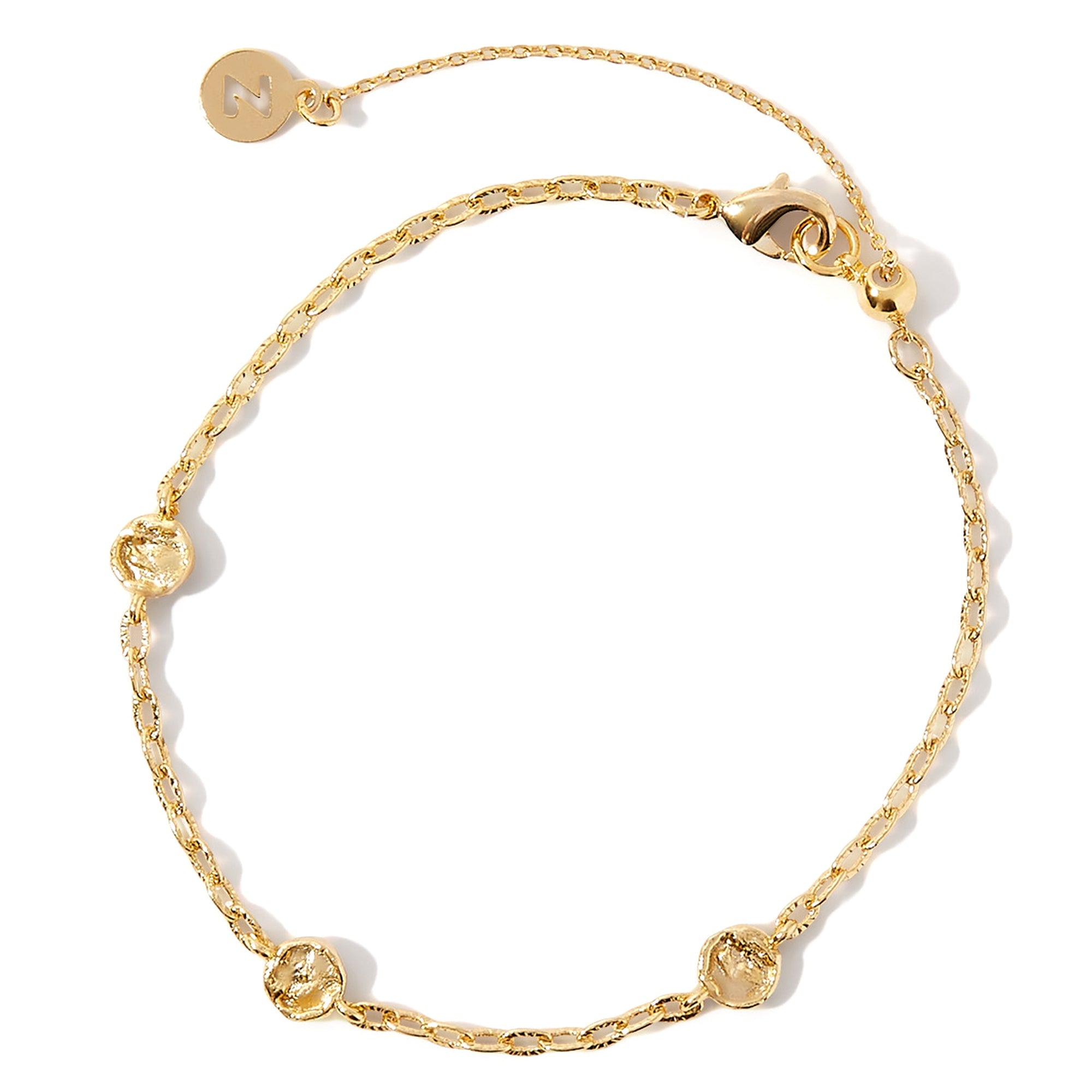 Real Gold Plated Z Texture Coin Station Bracelet For Women By Accessorize London
