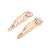 Accessorize London Women's Gold 2 Pack Floral Gem Snap Clips