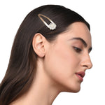 Accessorize London Women's Gold 2 Pack Floral Gem Snap Clips