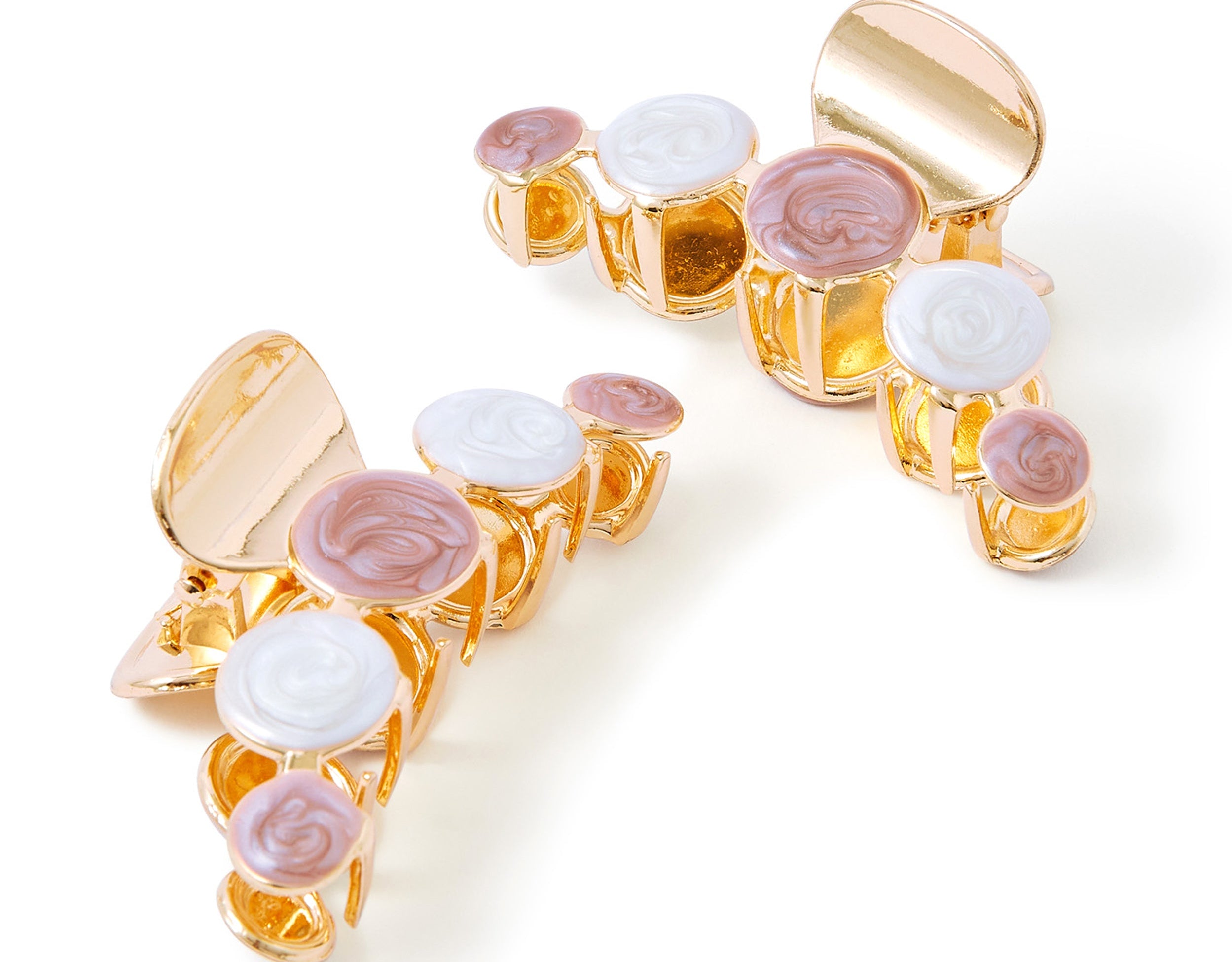 Accessorize London Women'S Set of 2 Pack Pink Gem Gold Hair Claw Clips