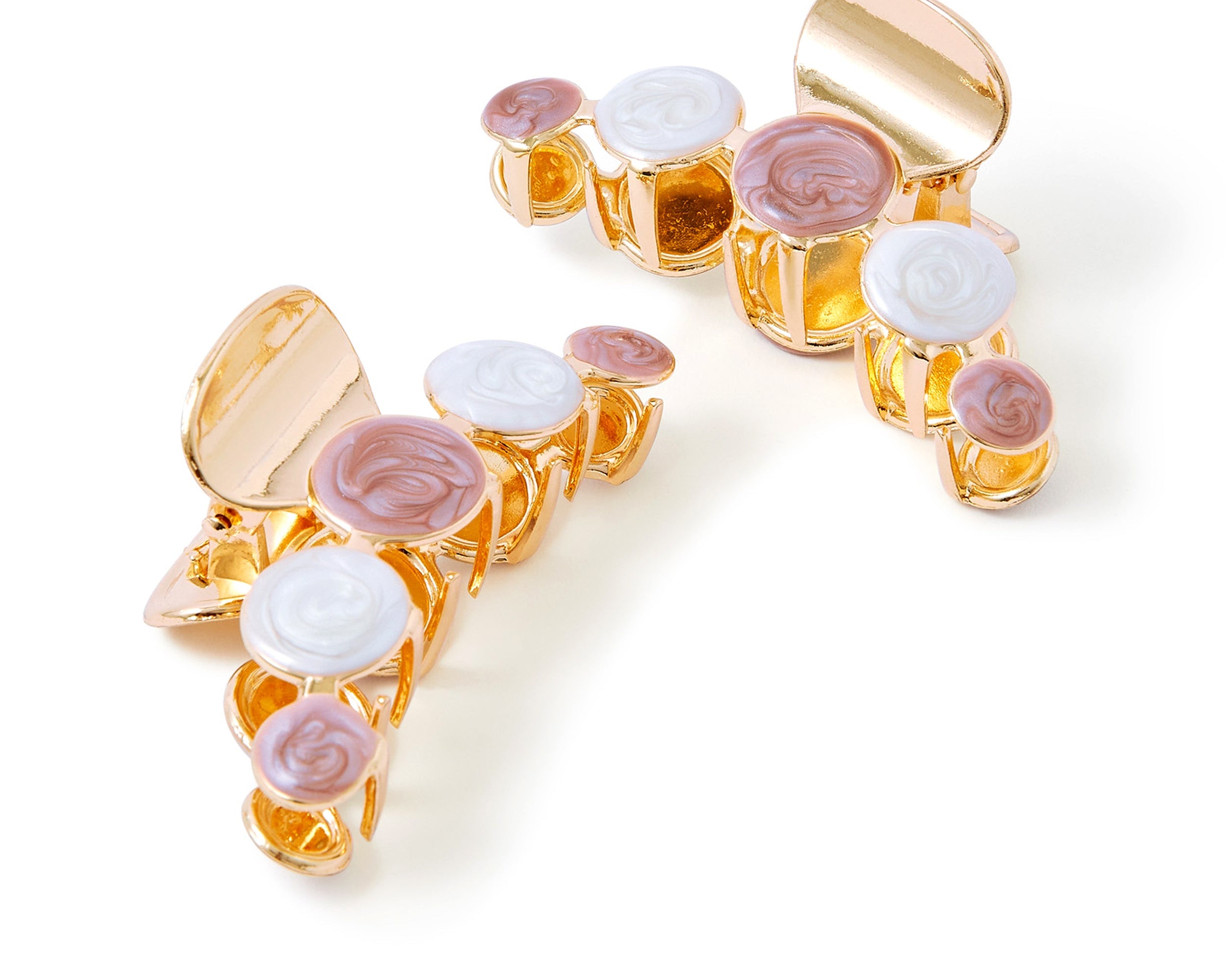 Accessorize London Women'S Set of 2 Pack Pink Gem Gold Hair Claw Clips