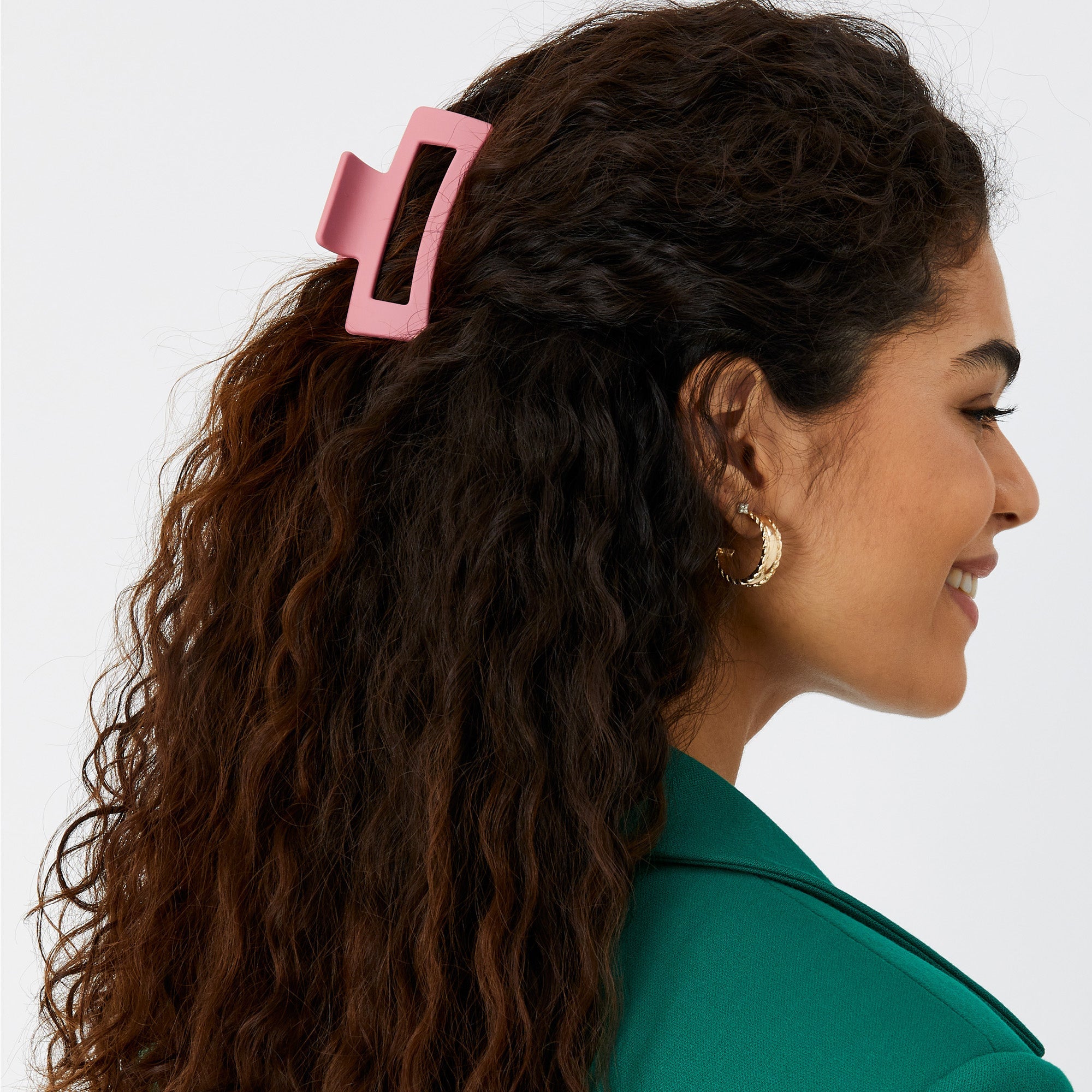 Accessorize London Women's Matte Pink Large Rectangle Claw Clip