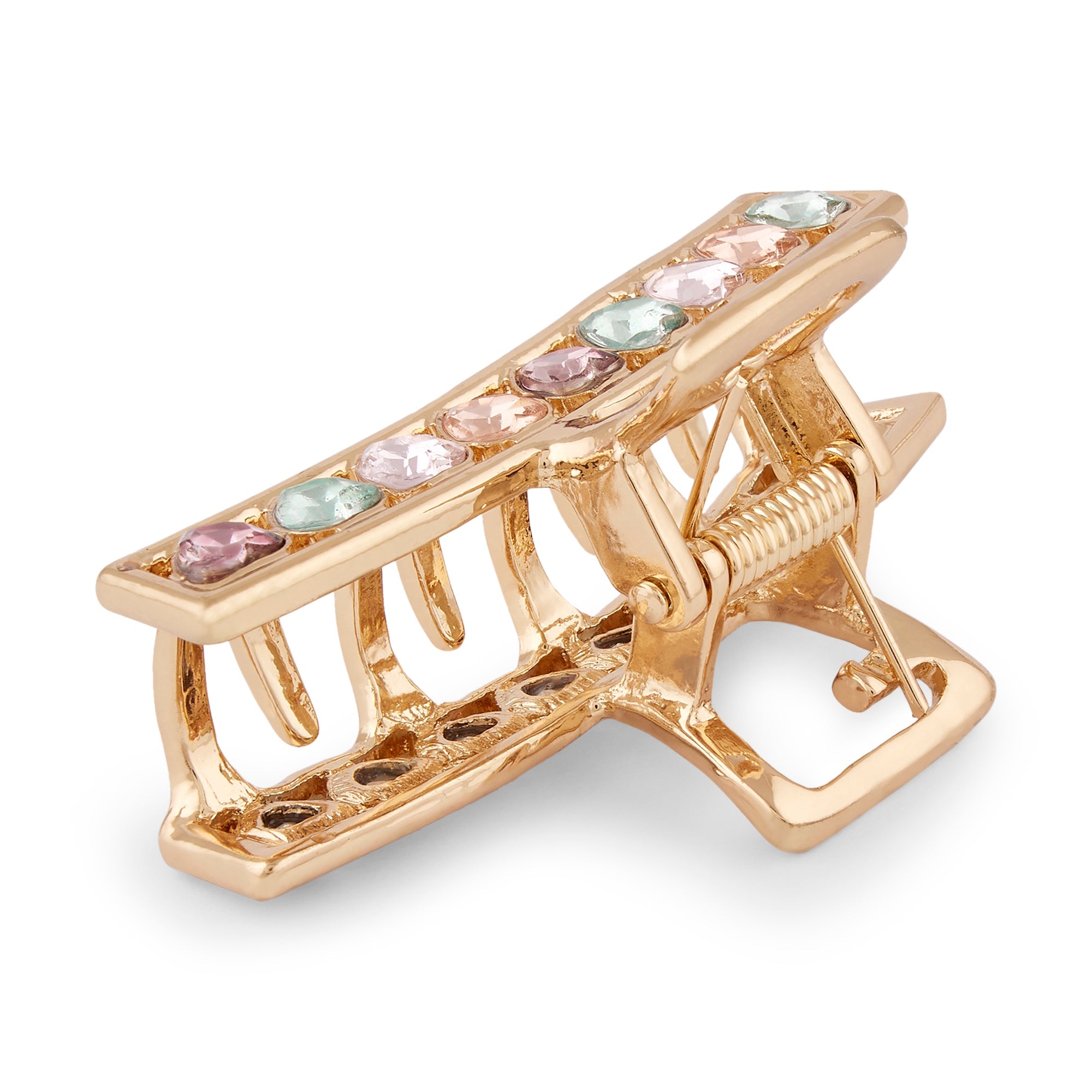 Accessorize London Women's Gold Gold Heart Diamante Claw Clip
