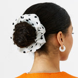 Accessorize London Women's White 2 Pack Polka Dot Scrunchies