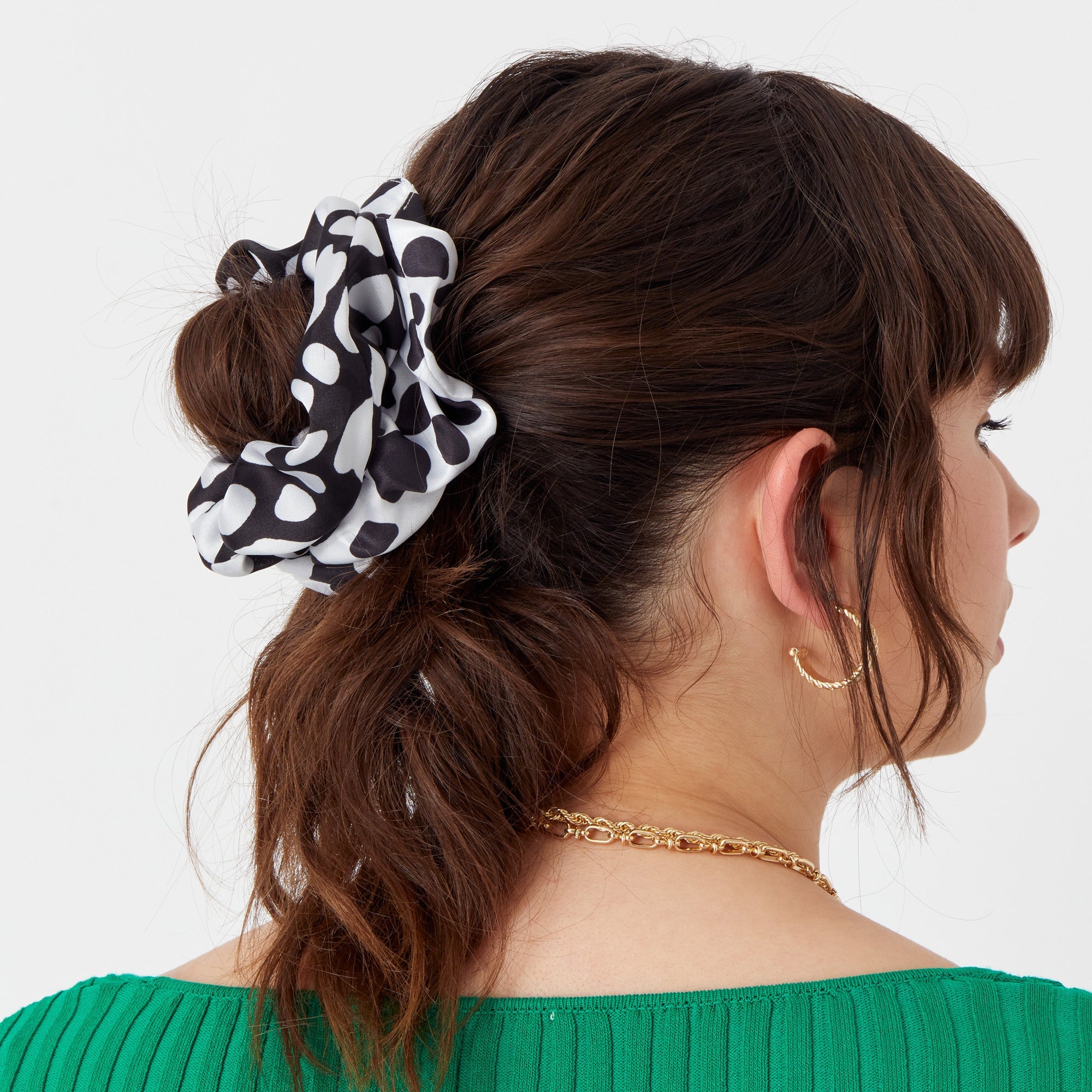 Accessorize London Women's Multi 2 Pack Mono Print Scrunchies