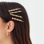Accessorize London Women's set of 4 Coloured Gem Slides hair Clip