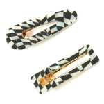 Accessorize London Women's 2 Pack Swirly Checkerboard Hair Clip