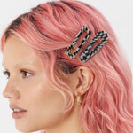 Accessorize London Women's 2 Pack Swirly Checkerboard Hair Clip