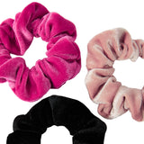 Accessorize London Women's Multi set of 3 Velvet Hair Scrunchie Pack