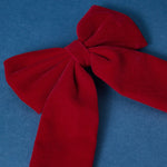 Accessorize London Women's Velvet Soft Bow Hair Clip-Red