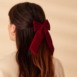 Accessorize London Women's Velvet Soft Bow Hair Clip-Red