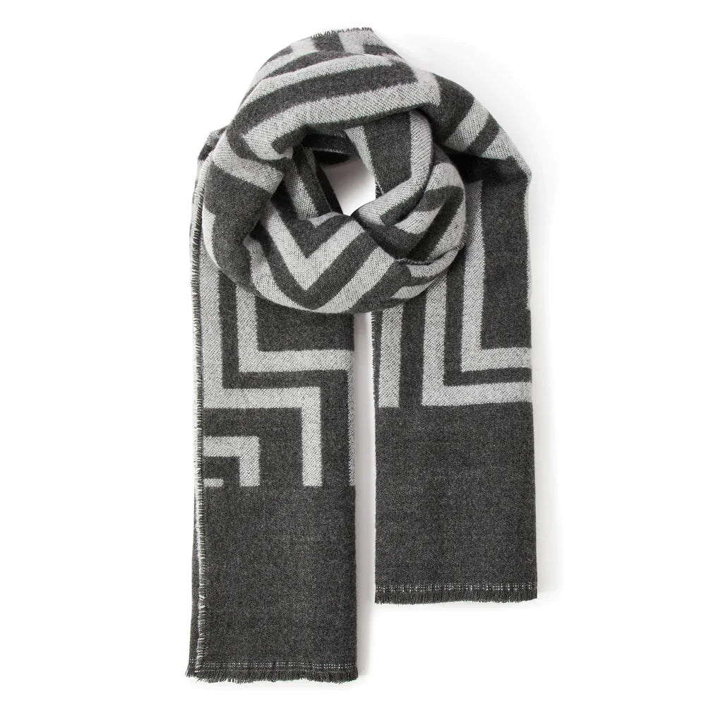 Accessorize London Women's Grey Firenze Geo Supersoft Blanket
