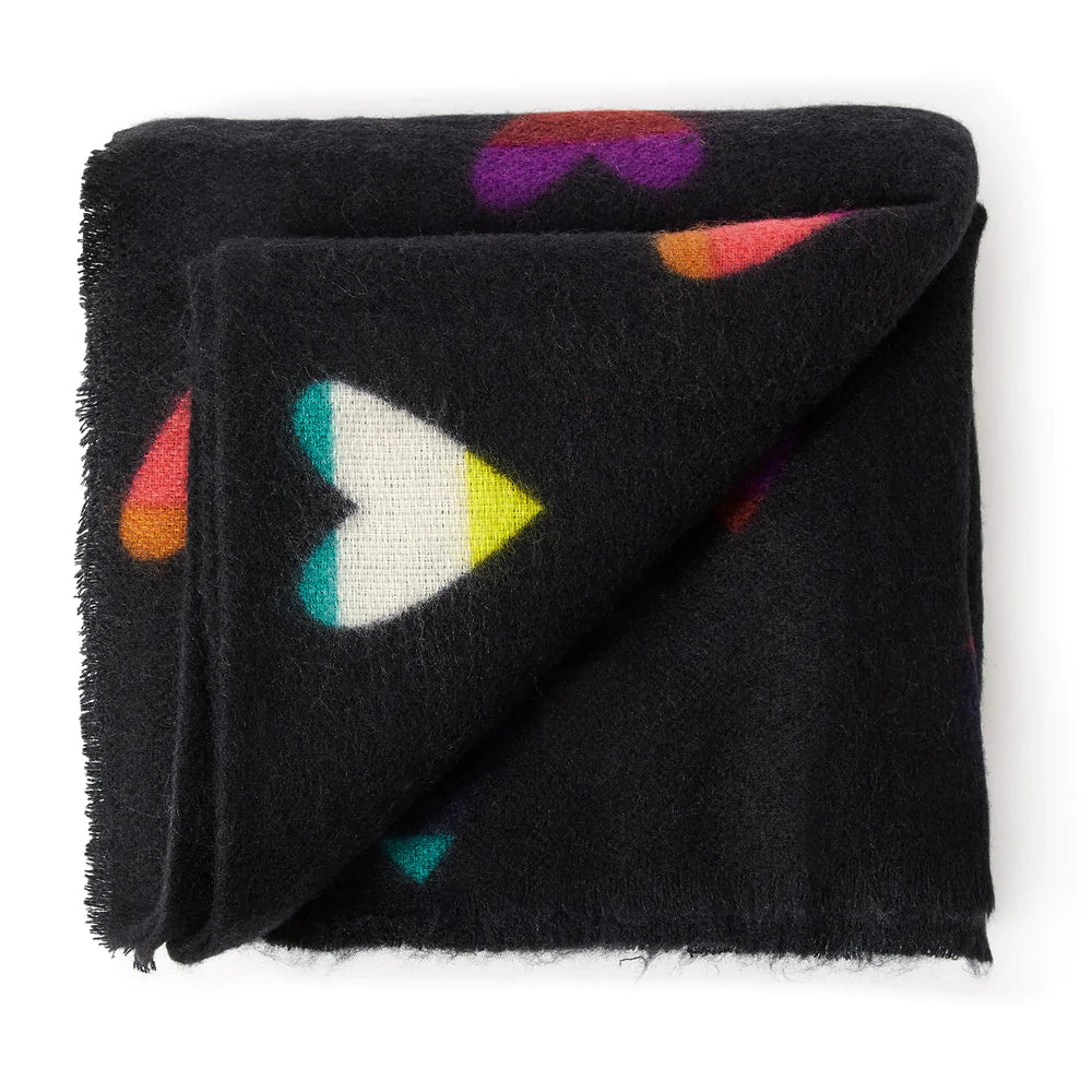 Accessorize London Women's Multi Rainbow Hearts Blanket